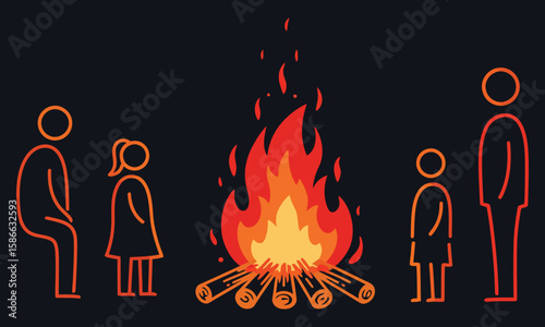  Campfire Vector Illustration