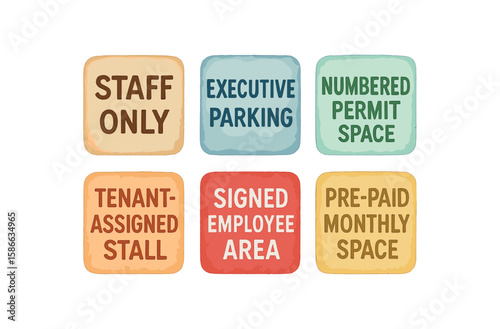 Parking sign collection for staff, executives, and permit zones