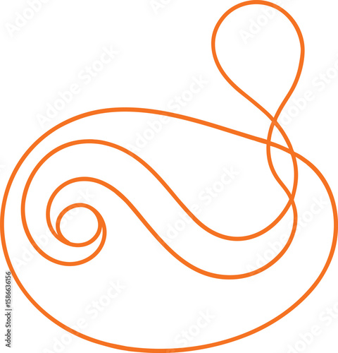 Abstract swirling orange line art curves