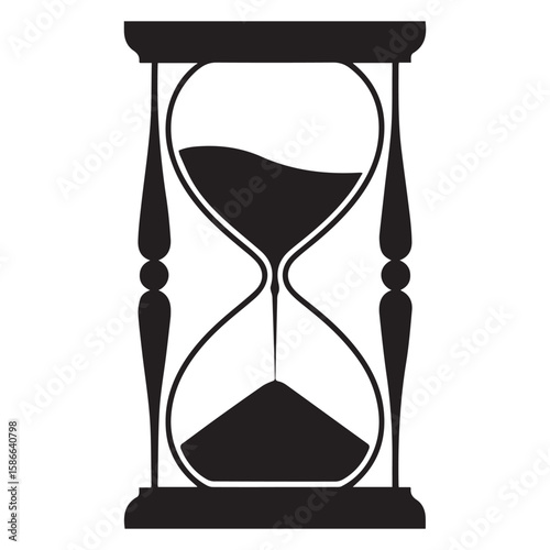 Classic hourglass silhouette with sand flowing from top to bottom against a white background representing the passage of time