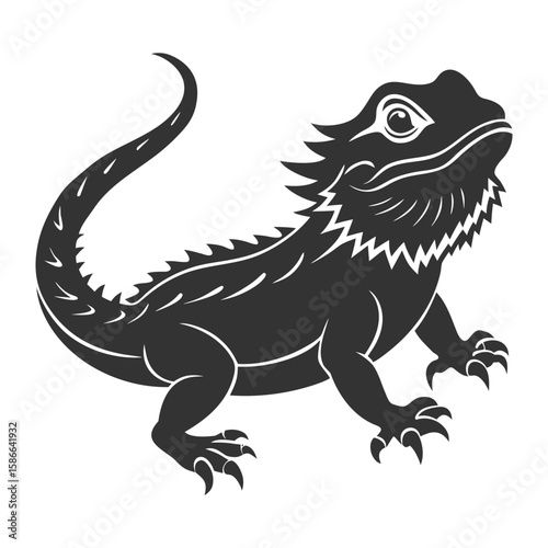 A fun, cute, green cartoon illustration of a fantastic dinosaur character