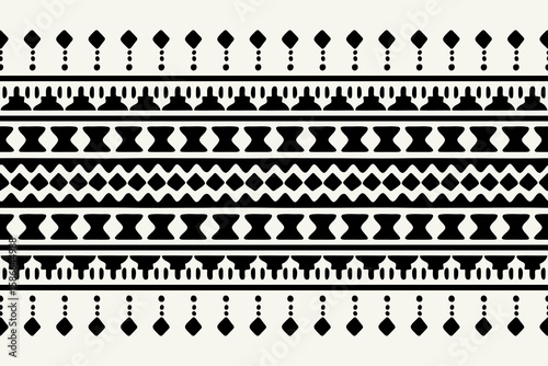 hand-drawn Aztec geometric seamless ethnic pattern. Tribal traditional ornament motif design for textile. Black and white colors.Southwest Navajo Native American tribal ethnic modern.
