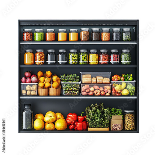shelf with fruits and vegetables