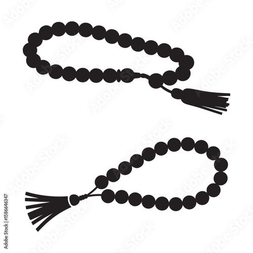 Black prayer beads with tassels rosary tasbih