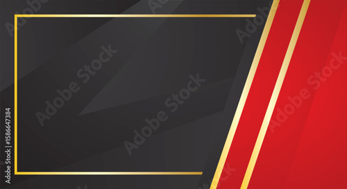 Abstract background luxury black red and golden line template premium