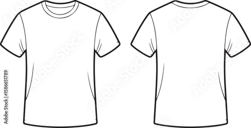 Front and back view of a plain white t shirt clothing apparel