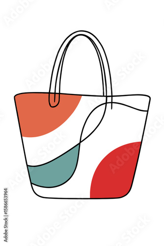 Line art style vector of beach tote bag. Vacations and holisays, weekend escape. Comfortable size for summer belongings carrying