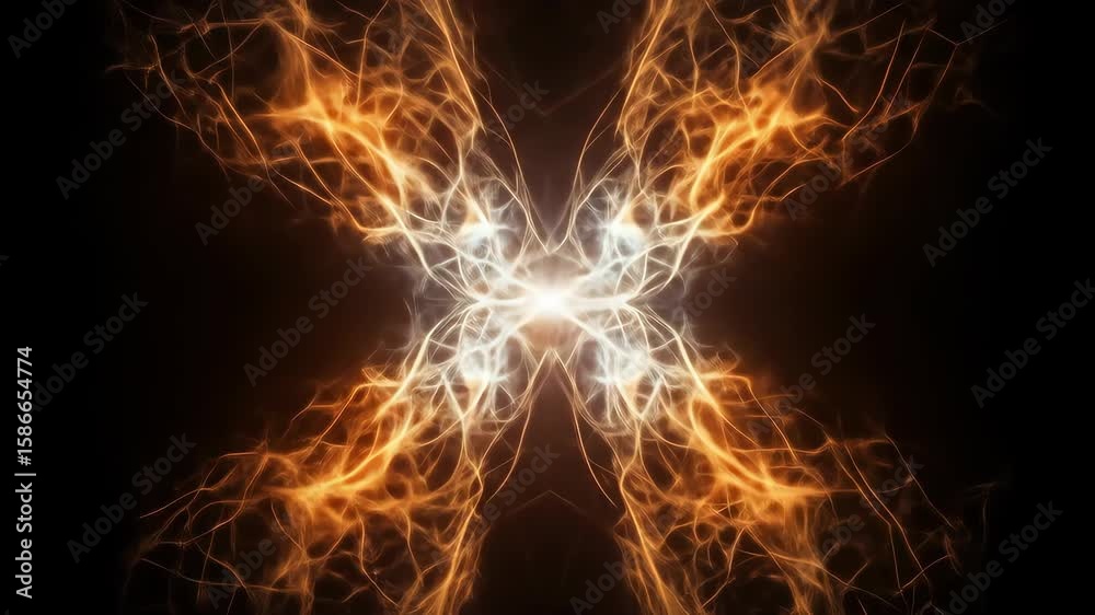 Fiery X: Abstract Energy Burst, Dynamic Light Trails, Glowing Plasma, Motion Graphics, Visual Effects