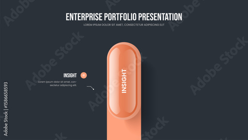 Professional Launch Frame Template Vector Illustration. Enterprise Growth 1 Option Diagram Presentation Design. Modern Showcase One Step Infographic Slideshow Layout.