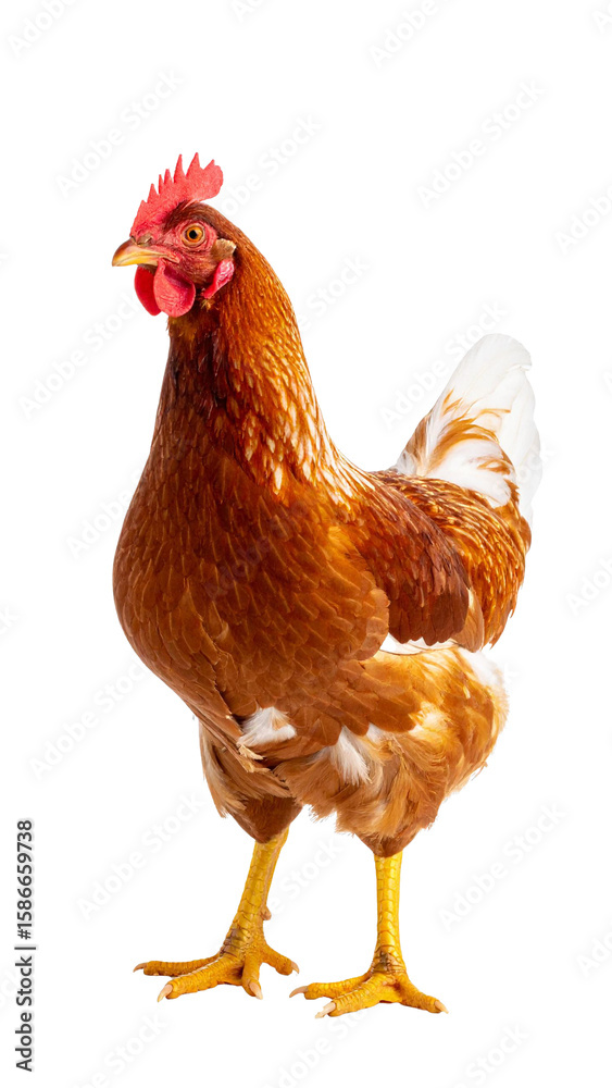 Fototapeta premium Brown hen standing on transparent background