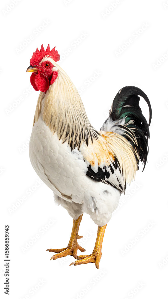 Fototapeta premium Rooster standing with transparent background, farm bird, poultry animal