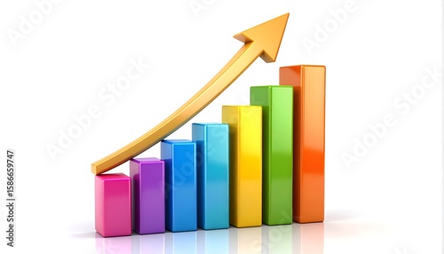Free Download Colorful 3D bar graph with upward trend - GFXLoad