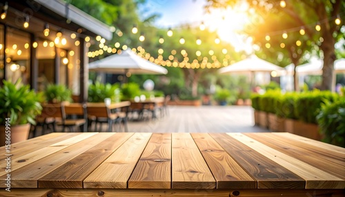 Outdoor cafe table top on a sunny day