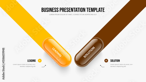 Product Growth 2 Step Infographic Slide Layout. Visual Briefing Frame Template Vector Illustration. Business Report Two Element Diagram Presentation Design.