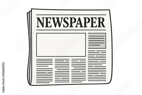 Realistic Black and White Newspaper Vector Mockup with Copy Space, Editable Headline, Minimalist Press Layout, Blank Template for Article and Ad Design