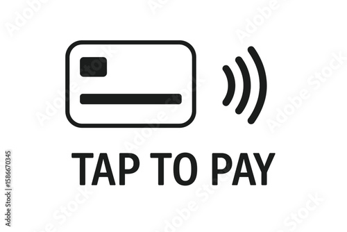NFC Contactless Payment Icon—Tap to Pay Credit Card Symbol, Wireless Transaction, Mobile Digital Wallet, EMV Contactless Terminal, Secure Cashless Payment Vector Illustration