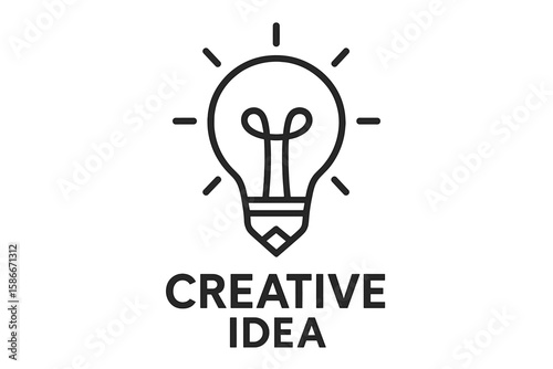 Light Bulb Icon Symbolizing Creative Idea, Innovative Thinking, Inspiration, Brainstorming, Minimal Outline Logo, Modern Business Solutions, Conceptual Vector Isolated on Transparent Background