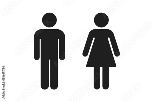 Male and Female User Avatar Icons. Man and Woman Gender Symbol. Gentleman and Lady Toilet Restroom Sign Set. Simple Human Pictogram Vector Isolated on White Background