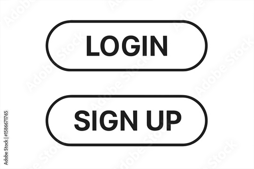User interface login and sign-up buttons vector illustration for mobile app and web design, UI elements on transparent background, digital authentication, access control icons