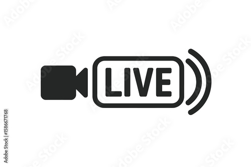 Live Streaming Icon, Online Broadcast, Real-Time Video, Web Stream, Live Event Symbol, Internet TV, Digital Video Player, Online Education, Streaming Media, Wireless Transmission, Vector Illustration