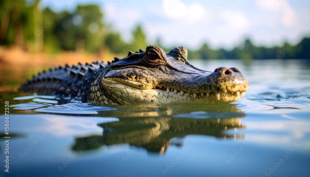 Obraz premium Close-up of a caiman in water