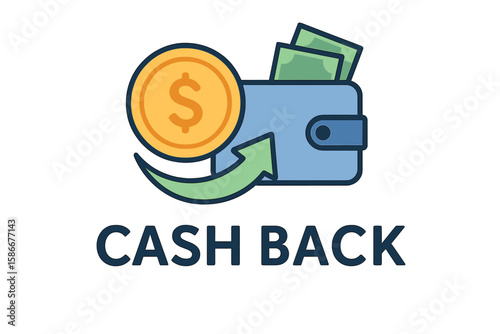 Cash back loyalty program vector concept. Money refund service icon. Bonus cashback symbol for saving money. Financial reward for shopping and online payment service.