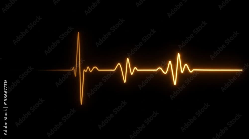 Pulse waveform moving in dark space with smooth glowing motion  