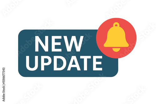 Modern Software Update Notification Banner with Alert Bell Icon, System Upgrade Label, UI Update Concept, Web Notification Element, Vector Illustration for Computer and Technology Platforms
