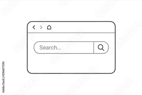 Modern Search Bar Vector for User Interface, Website Navigation, Internet Browser Window, Web Form Component, Minimalist UI, Isolated Icon Template, Search Function Element