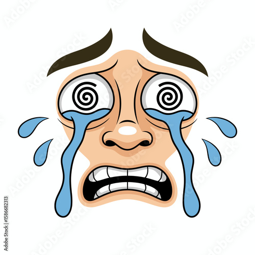 Emotional Turmoil: A poignant depiction of emotional distress unfolds, as a distressed visage vividly conveys profound sadness through tearful eyes and a sorrowful expression.