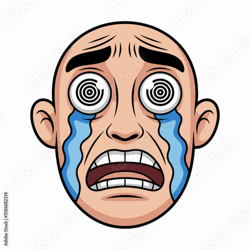 Distress: A visual representation of distress. An illustration of a bald person in distress. Capturing despair, grief, and overwhelming negative emotion.