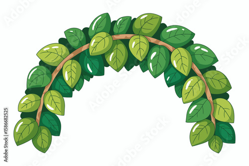 Leafy Archway: A lush and vibrant archway crafted from fresh green leaves, creating a natural and inviting gateway, full of organic shapes and textures.