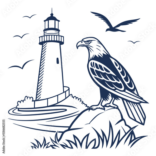 lighthouse silhouette vector