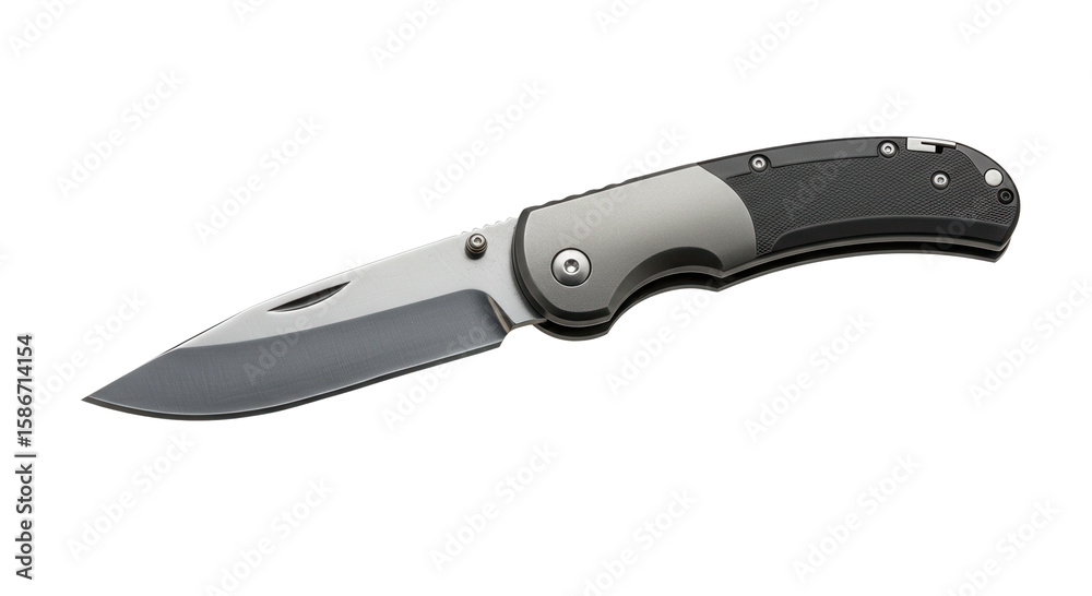 Folding knife with stainless steel blade and black handle design Folding knife with stainless steel blade and black handle design