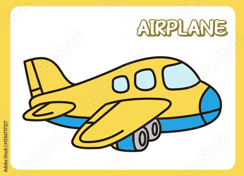 airplane in cartoon design graphics illustration  icon isolated flat vector