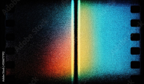 Colorful film strip gradient, light leak, darkroom, retro aesthetic, vintage media