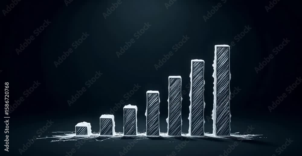 business graph on black background
