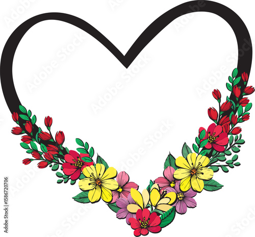 heart with colorful flowers