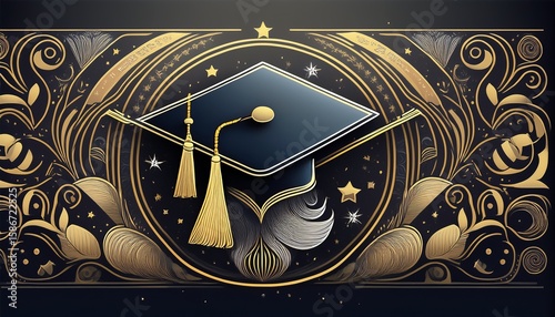 graduation celebration elegant line art design for cards and invitations