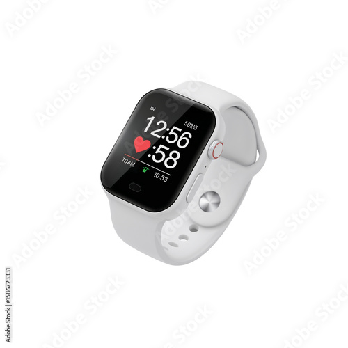 White Smartwatch with Fitness Tracking Display – Sleek Wearable Tech for Health and Time