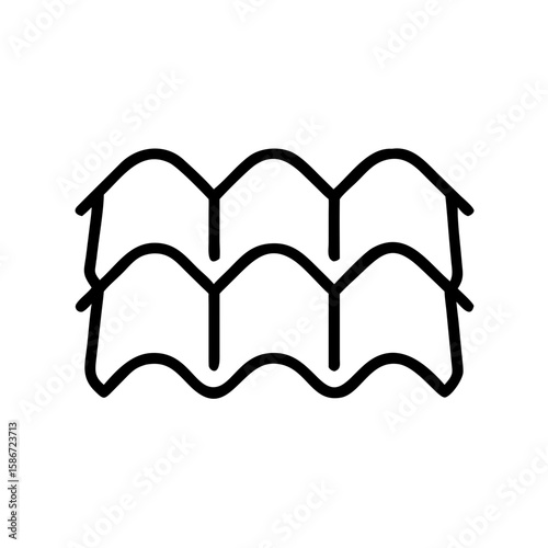 Roof tiles icon in a minimalistic black line design  