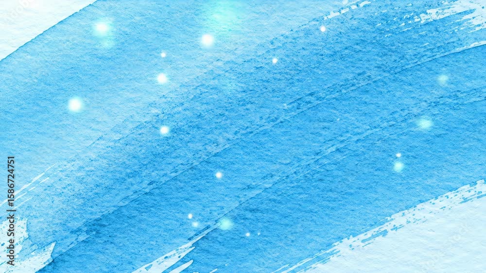 Abstract Blue Watercolor Brushstrokes with Sparkling Light Effects Video Background