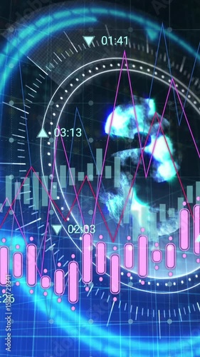 Animated video depicts money's impact on the world with a rotating dollar sign.