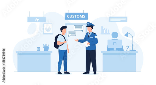 Customs Inspection With Officer And Traveler Airport Security Control