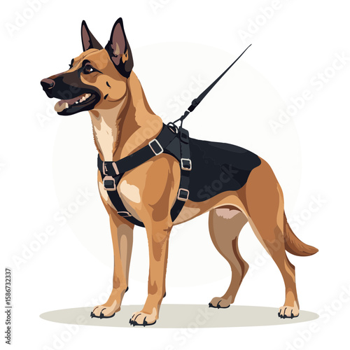 Vector illustration of guide dog harness on white background, accessory