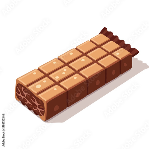 Vector illustration of protein bar pack on white background, nutrition