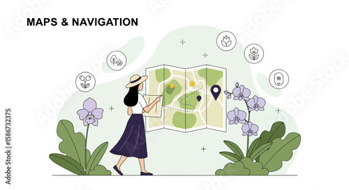 Exploring New Destinations Tourist Woman Navigating With City Map Outdoor