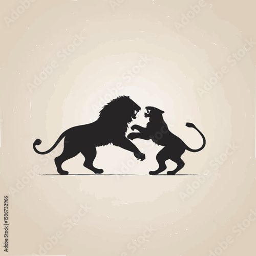 vector illustration lion fight with lion 