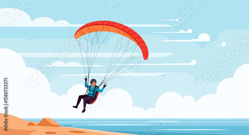 Adventures Above The Earth With Paragliding Over Coastal Scenery Graphic