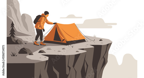 Adventurous Camping Experience On The Mountain Top With Stunning Landscape Scenery